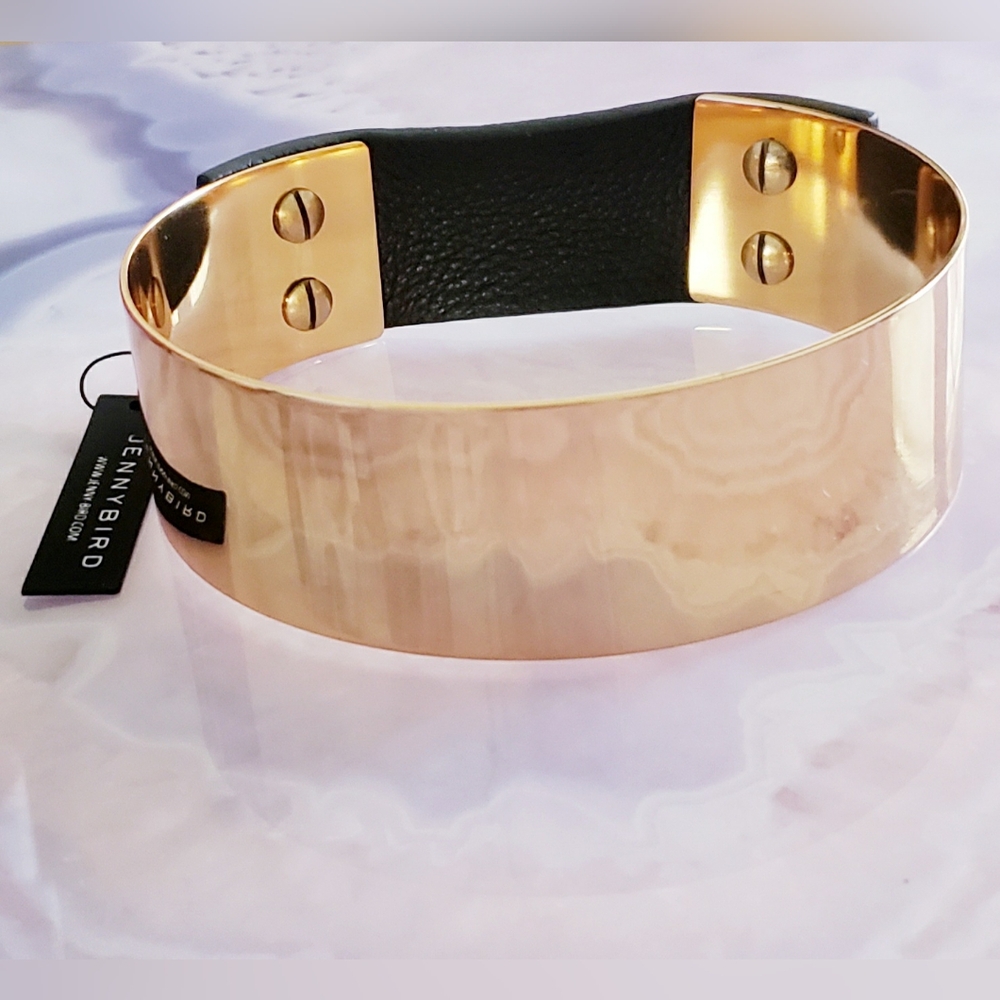 Jenny Bird Womans 14k Gold & Leather Choker NEW!!! - Picture 4 of 7